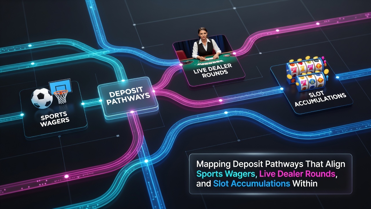 Flowchart illustrating how deposits move through reward layers across sports, live dealer, and slot products