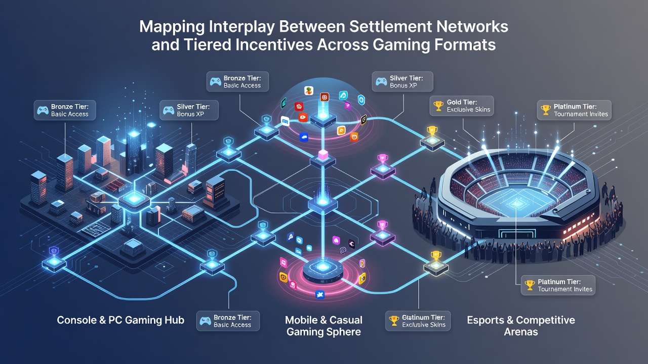 Infographic illustrating tier progression linked to settlement confirmations in diverse gaming environments