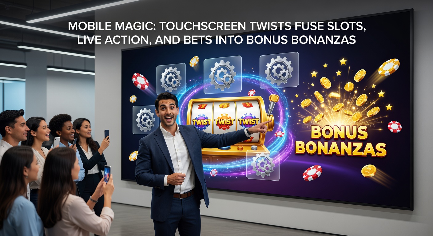 Vibrant mobile casino app displaying integrated touchscreen slots, live dealer roulette, and sports betting odds with bonus multipliers overlayed