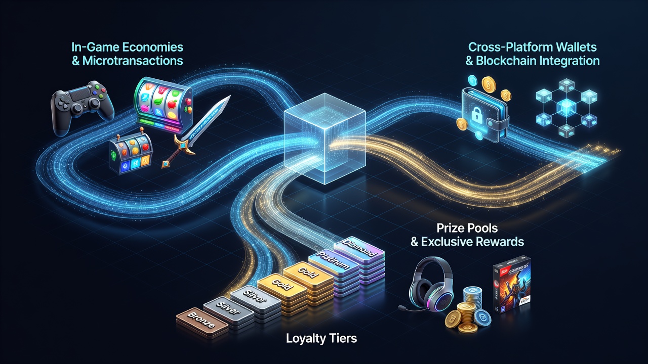 Diagram showing loyalty tier progression linked to payment flows in live casino and sports betting environments